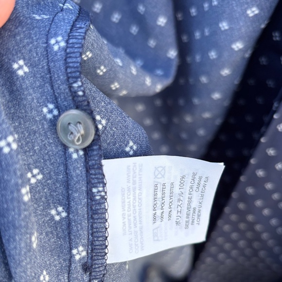 J. Crew Blouse Blue White Foulard Dot Wrap Style Size Medium - Picture 7 of 10